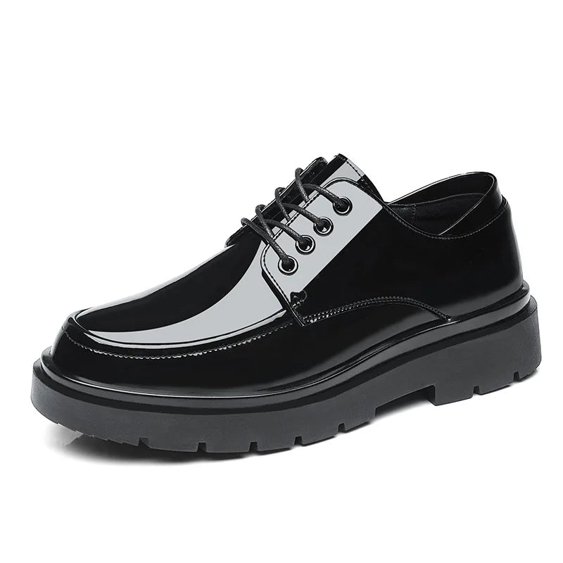 Patent Shoes Men Work Shoes Thick bottom Dress Shoes Fashion Boots