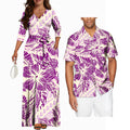 Matching Couples Clothes Pacific Islands Style New Arrivals V Neck Long Sleeve Women Dress Hawaii Island Polynesian Style