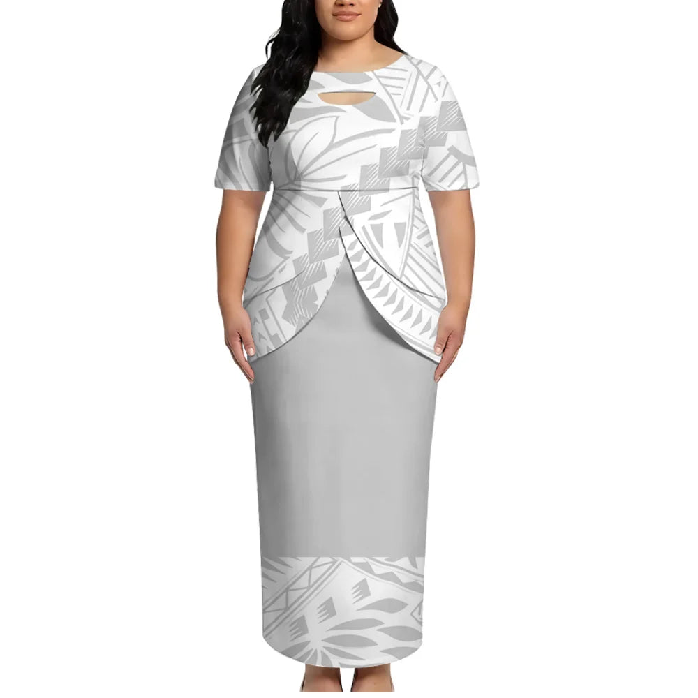 High-Quality Polynesian Island Ethnic Style Round-Neck Dress For Women From Tonga And Fiji Puletasi Elegant Dress Custom Made