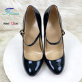 Round Toe Stiletto Shoes For Women Black Mary Jane Shoes 10CM 12CM Thin High Heels Spring Autumn Buckle Strap Fashion Sexy Pumps