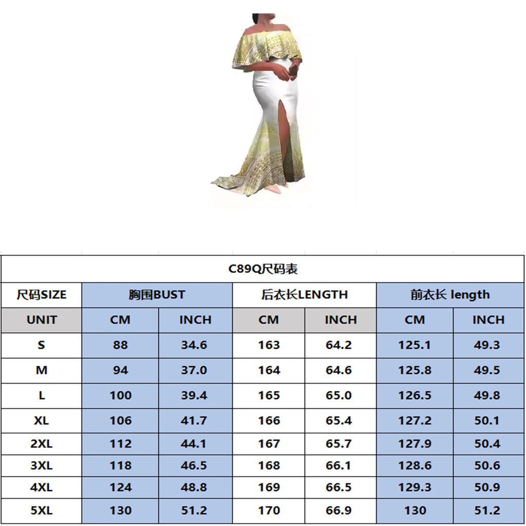 Women'S Dress Half-Printed One-Shoulder Slit Long Floor-Length Slimming Fishtail Dress Polynesian Evening Dress Custom-Made