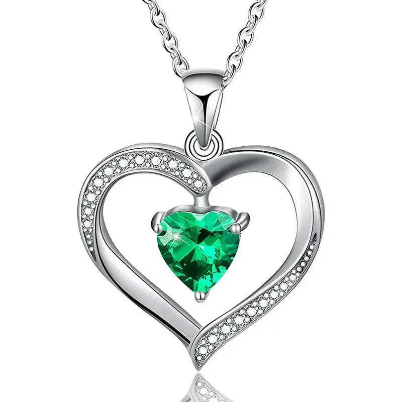 European and American Love Zircon Shining Pendant Silver Necklace Women's Declaration Anniversary Party Jewelry Wholesale