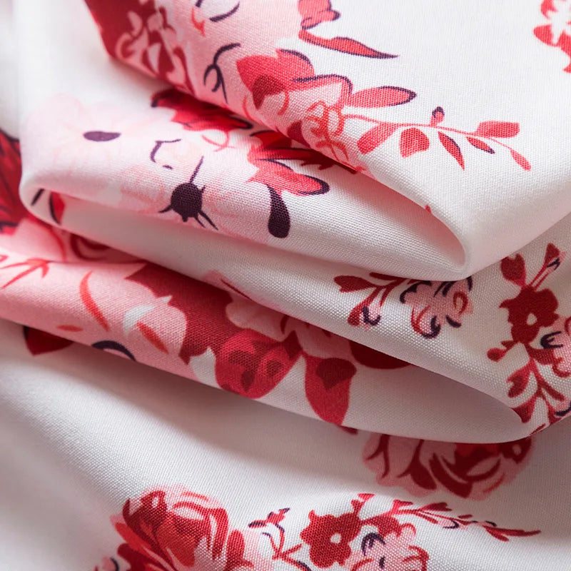 Summer Floral Print Dress for Baby Girls with Flutter Sleeves Elegant round Neck European American Style Party Gown