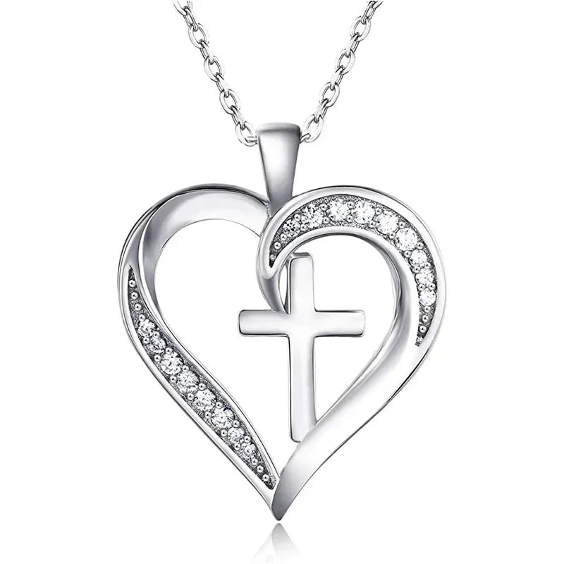European and American Love Zircon Shining Pendant Silver Necklace Women's Declaration Anniversary Party Jewelry Wholesale