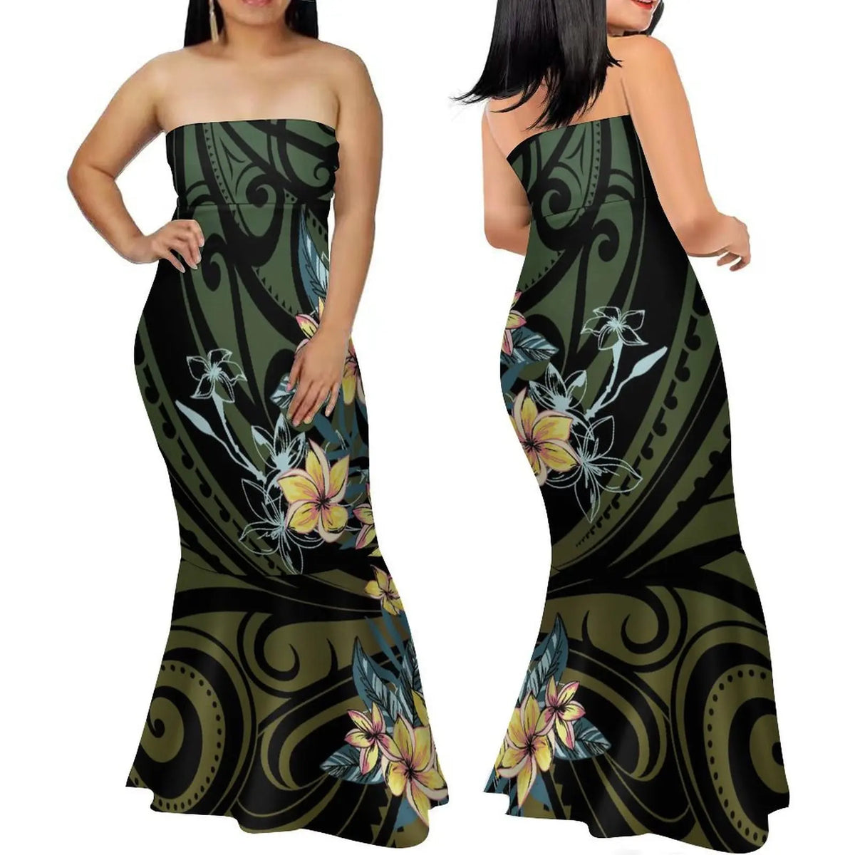 Polynesian Women'S Dress Summer Strapless Fishtail Dress Elegant Temperament Long Dress Banquet High Quality