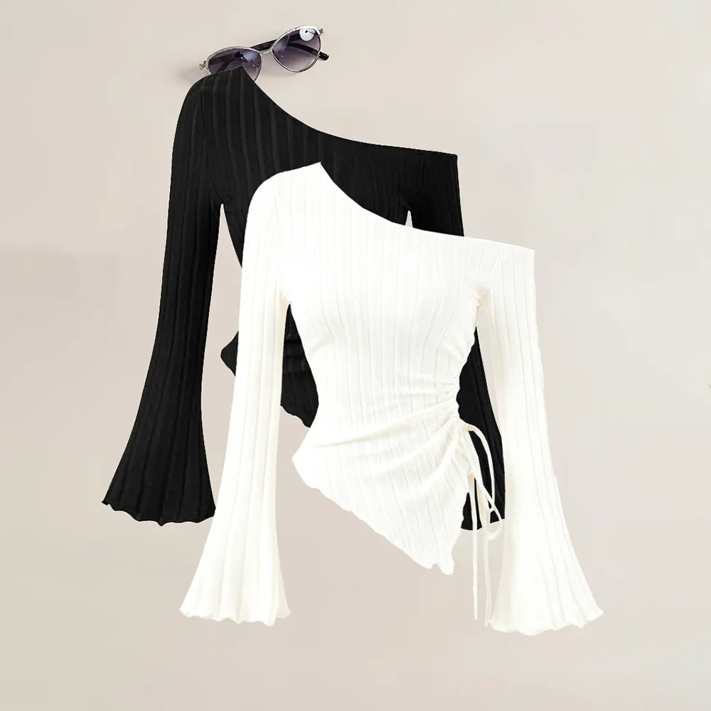 Off-Shoulder Slim Two-Piece Set