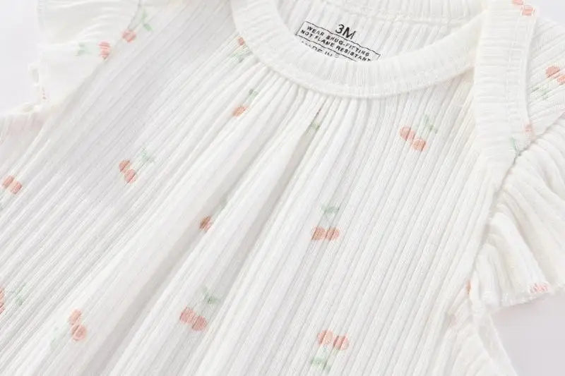 5Pieces Unisex New Born Bodysuits Print Summer Cotton Baby Girl Clothes Sleeveless Cartoon Baby Boy Clothes Set Solid Color