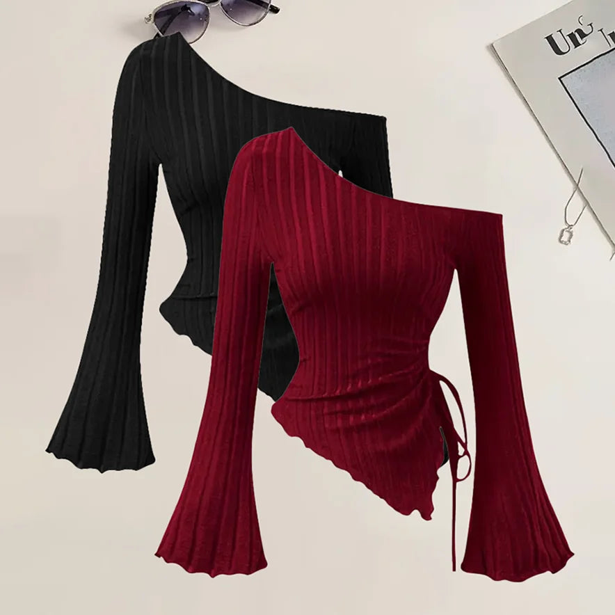 Off-Shoulder Slim Two-Piece Set