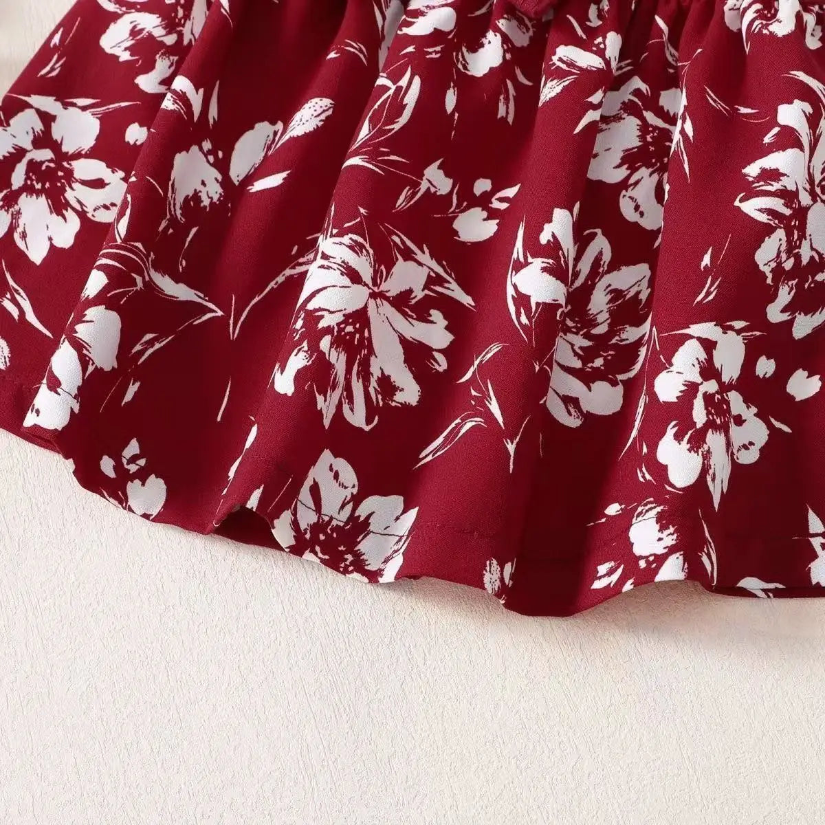 2026 Fashion Baby Girl Summer solid color breathable, wear-resistant and washable knitted top with flower print pattern dress