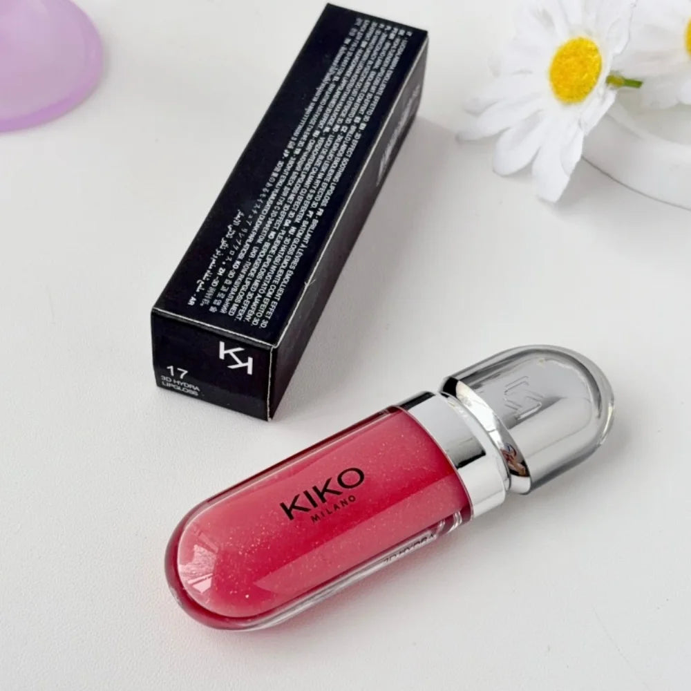 KIKO 3D Liquid Gloss Lip Glaze Mirror Plumper Lipstick Nourished Glossy Full Lips Not Fading Milk Tea Bean Paste Makeup Cosmetic