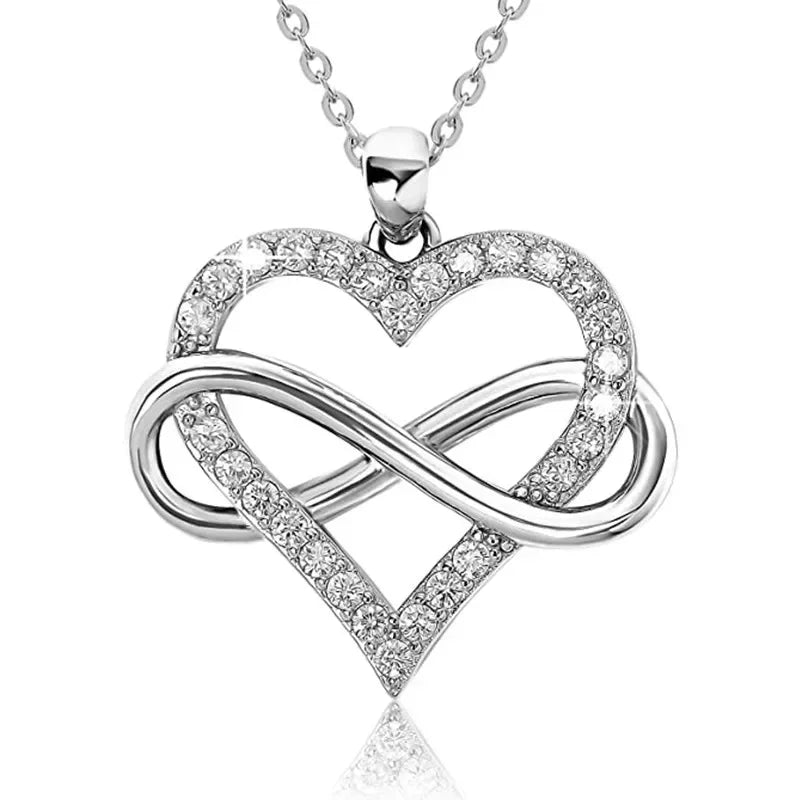 European and American Love Zircon Shining Pendant Silver Necklace Women's Declaration Anniversary Party Jewelry Wholesale