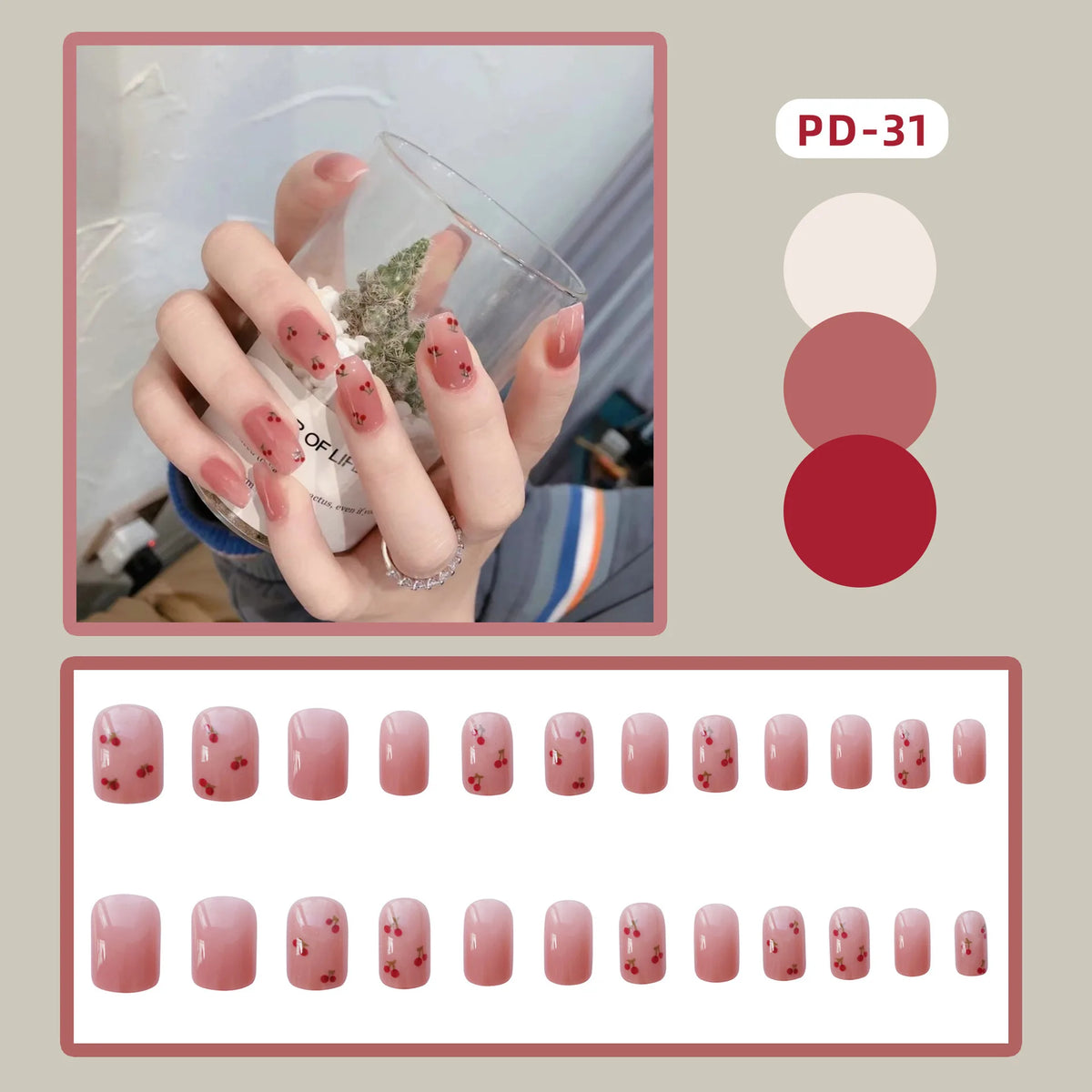 24Pcs Love Heart Butterfly Coffin Fake Nails Art French Long Ballet Detachable Wearing Press on Nail Tips Full Cover False Nails