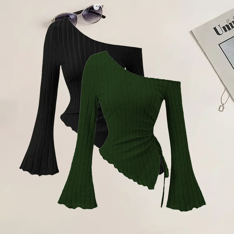 Off-Shoulder Slim Two-Piece Set