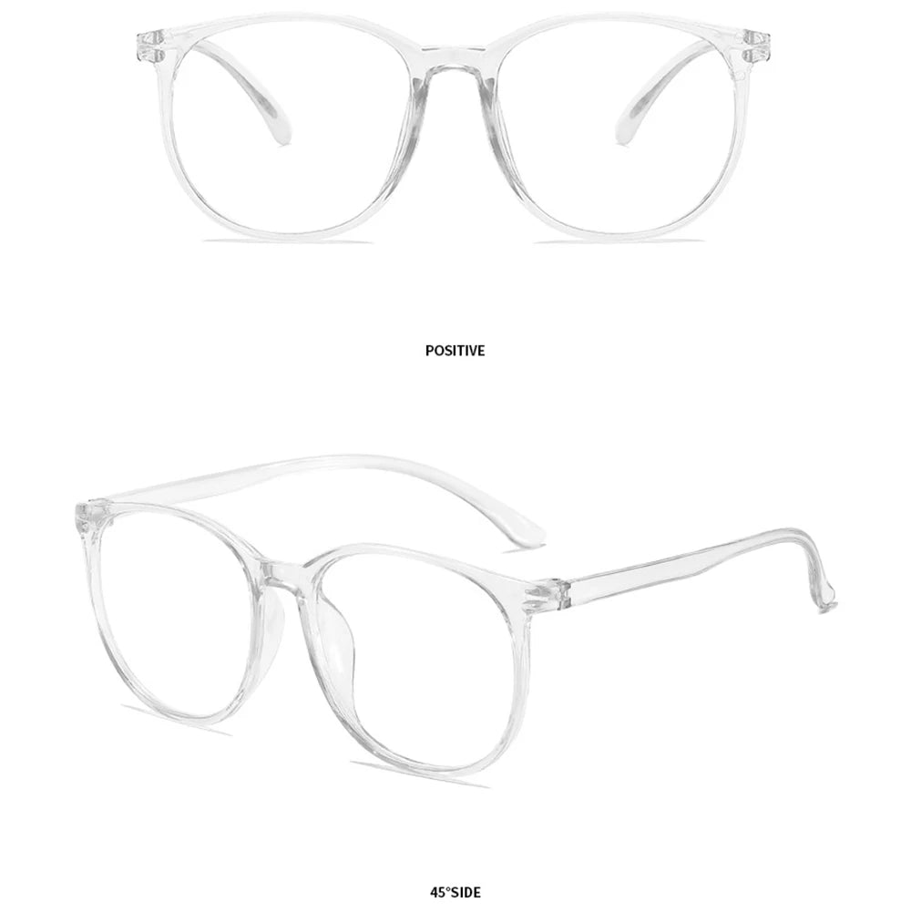 Transparent Large Frame Computer Glasses Women Round Anti Blue Light Optical Spectacle Flat Lens Eye Protection Plain Glasses