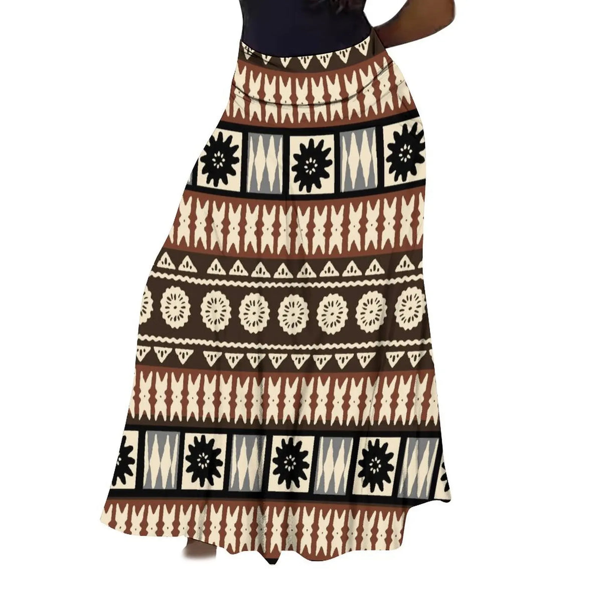 Factory Direct Sales Polynesian Tribal Ethnic Pattern Flower Print Summer Long Skirt Club Skirt Custom Women'S Clothing