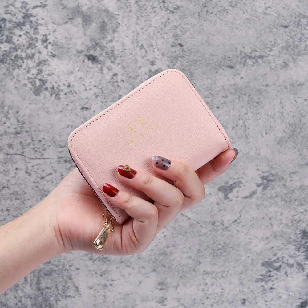 Aesthetic Mini Coin Purse | PU Leather Zipper Wallet for Women