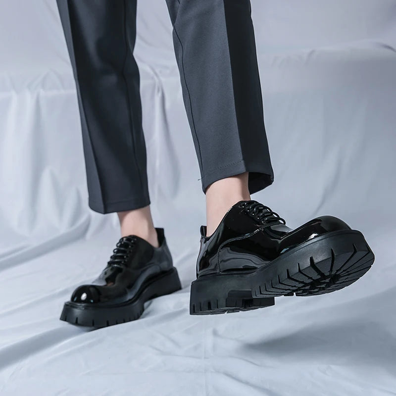 Men Oxford Shoes PU Thick Sole Solid Color Classic Professional Business Men Shoes