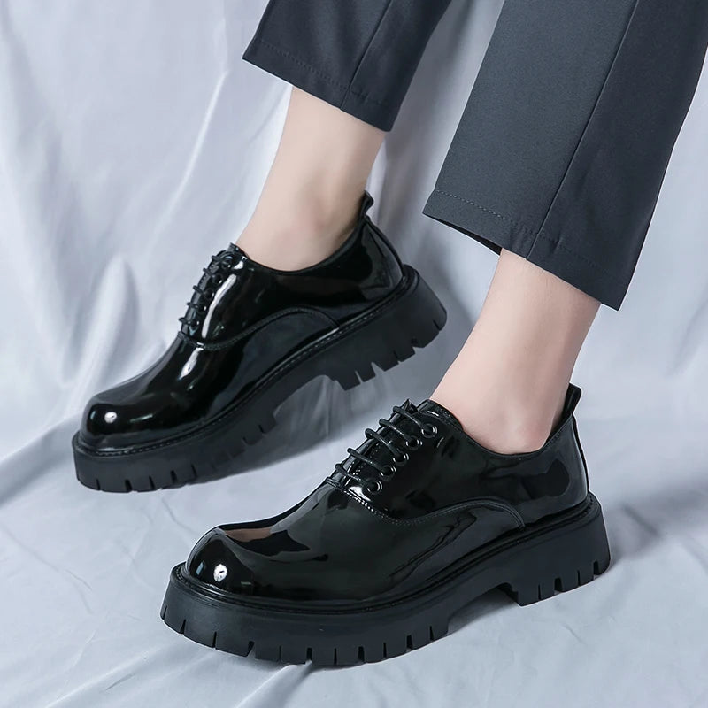 Men Oxford Shoes PU Thick Sole Solid Color Classic Professional Business Men Shoes