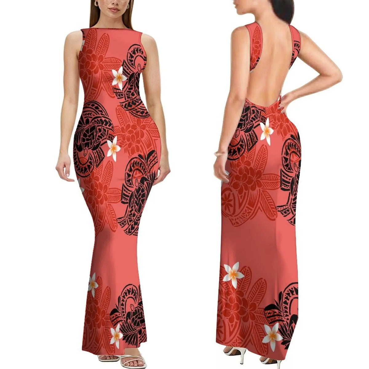 Polynesian Custom-Designed Stylish Comfortable Sleeveless Long Slim Sexy Backless Women'S Dress Elegant Evening Dress