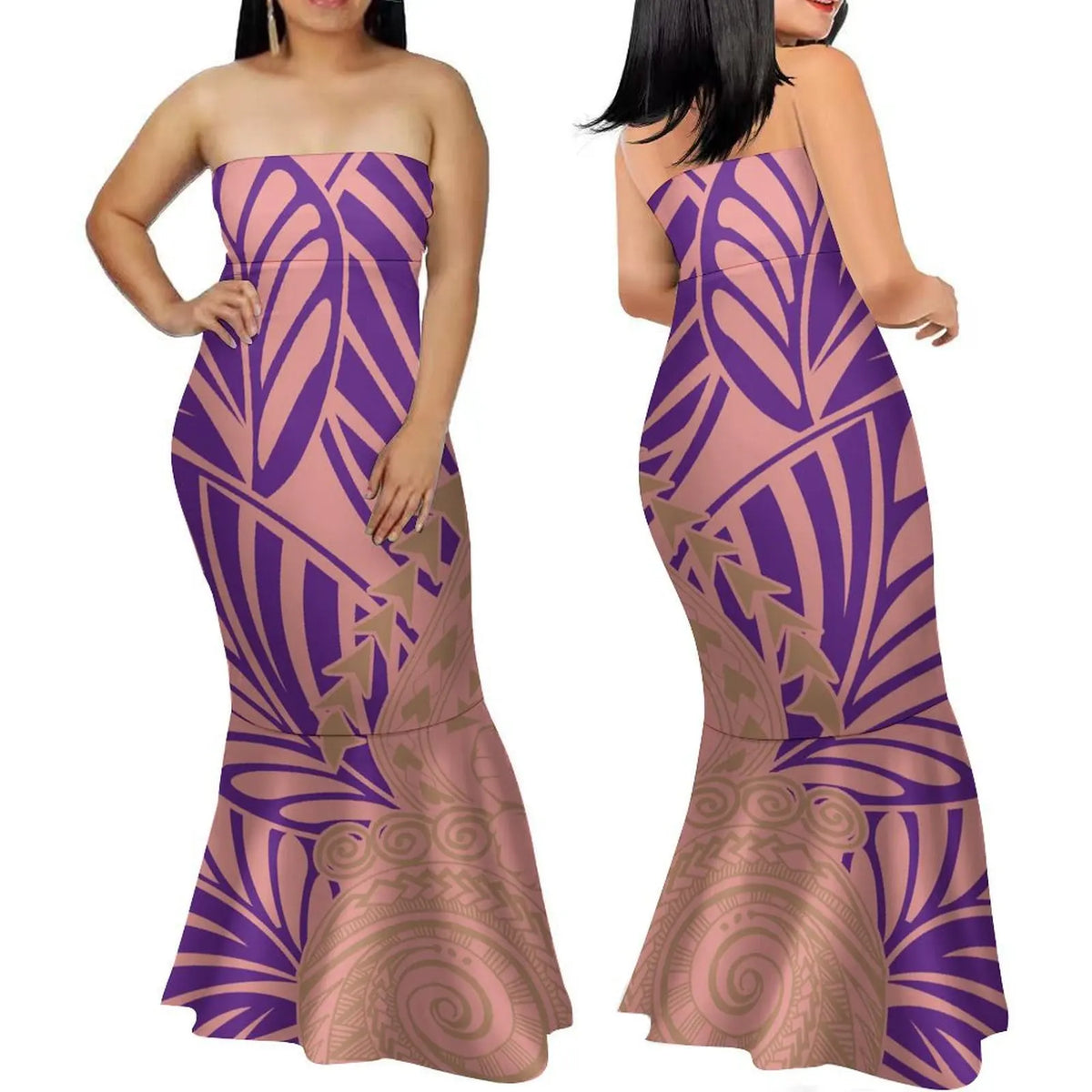 Polynesian Women'S Dress Summer Strapless Fishtail Dress Elegant Temperament Long Dress Banquet High Quality