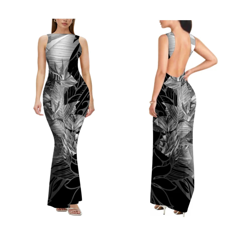 Sexy Sleeveless High-Quality Form-Fitting Long Backless Women'S Dress Polynesian Custom Party And Festival Dress