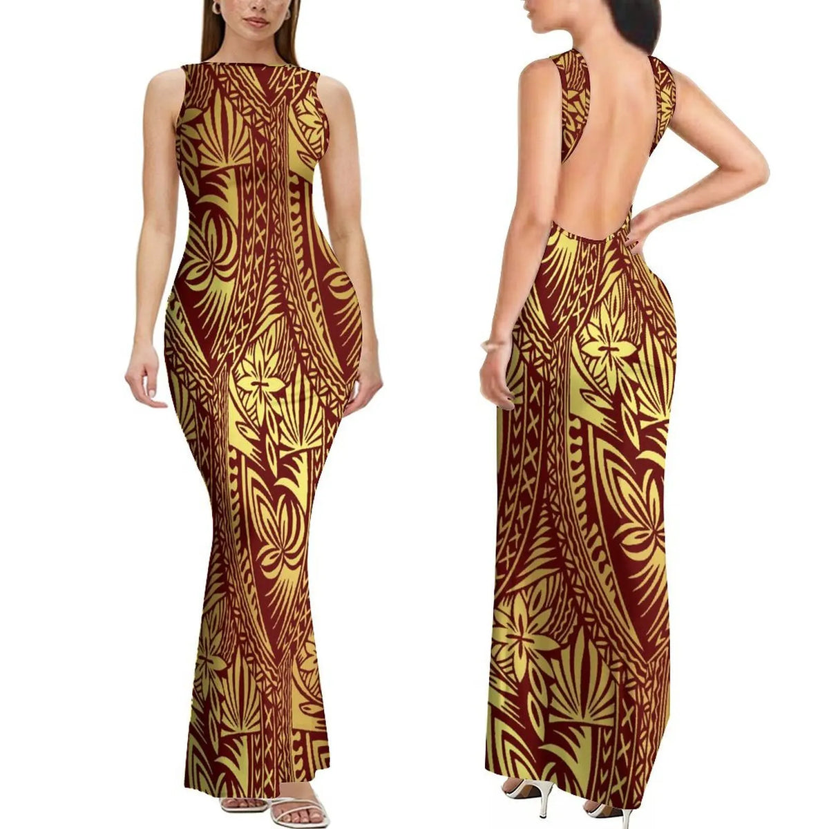 Polynesian Custom-Designed Stylish Comfortable Sleeveless Long Slim Sexy Backless Women'S Dress Elegant Evening Dress