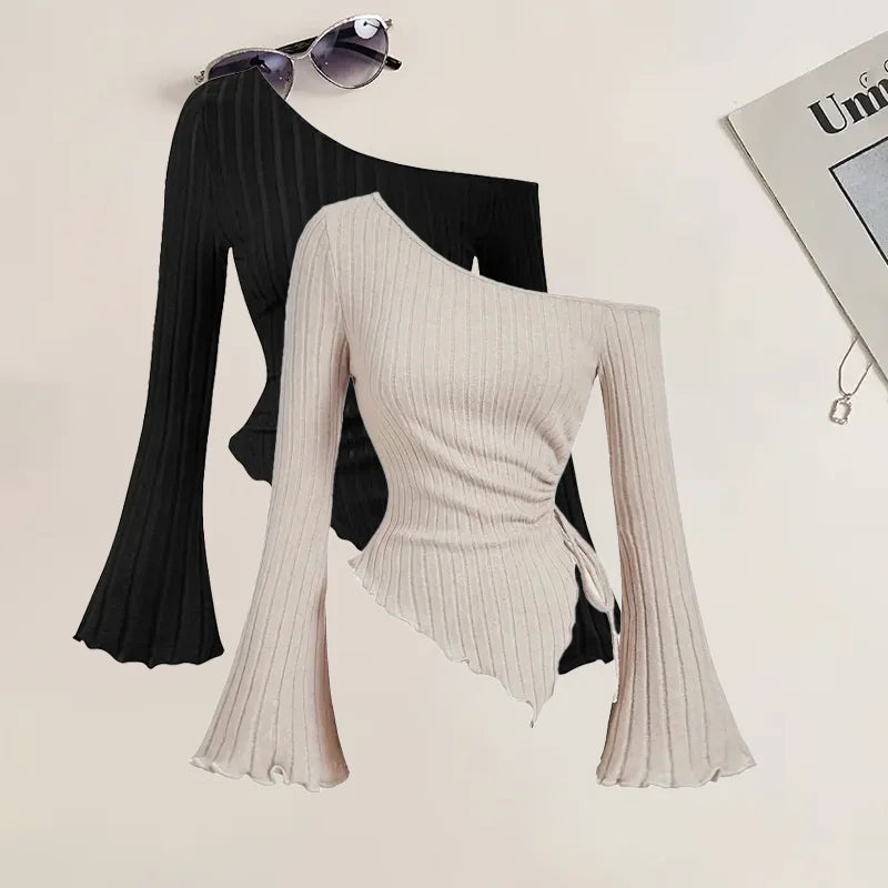 Off-Shoulder Slim Two-Piece Set