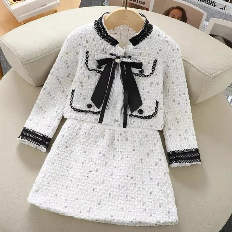 ZOETOPKID Girl Princess Elegant Clothes Set Jacket+Skirt 2PCS Toddler Teen Child Clothing Suit Party Birthday Children Clothes
