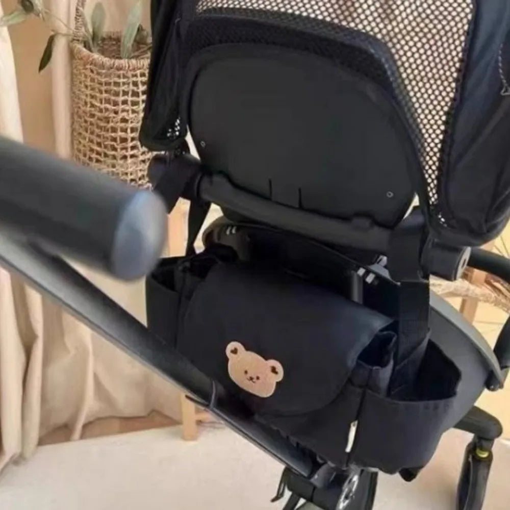 Cartoon Stroller Organizer Bag Cloth Multi Pocket Pram Storage Bag Bear Diaper Bottle Baby Stroller Bag
