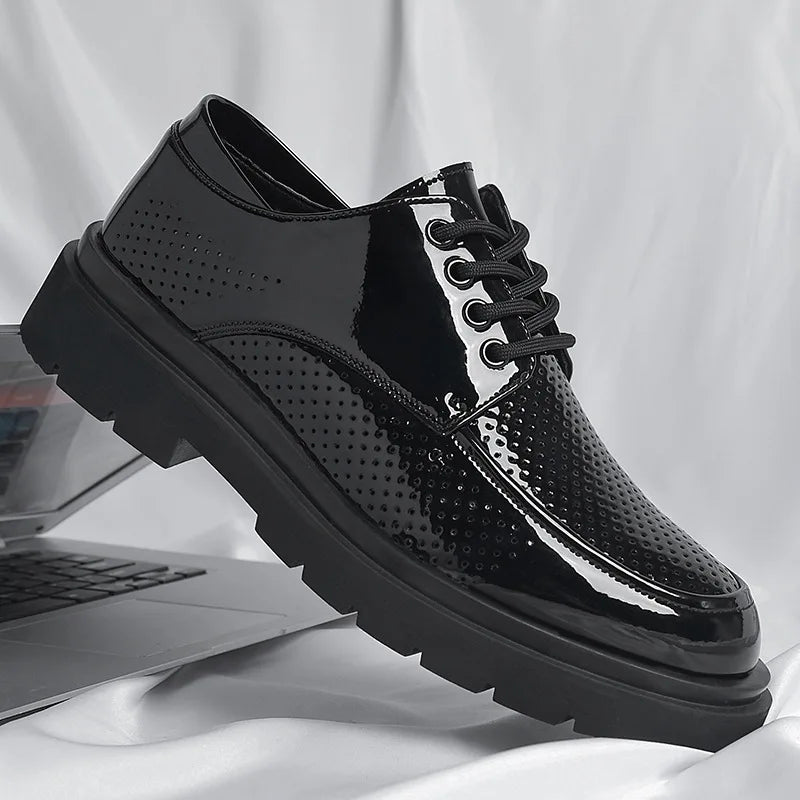 Patent Shoes Men Work Shoes Thick bottom Dress Shoes Fashion Boots