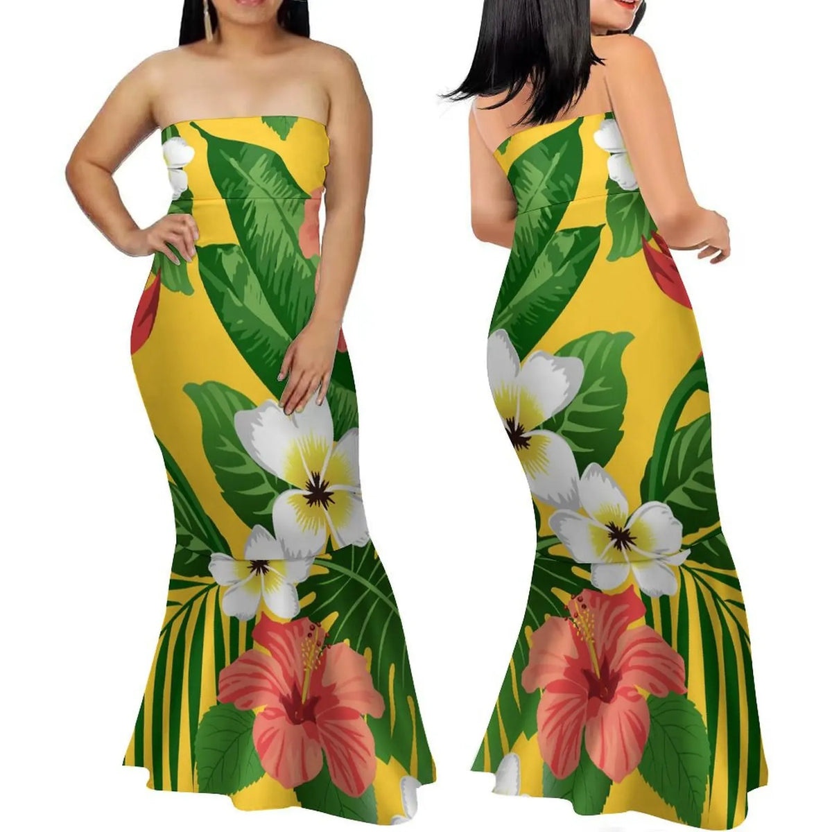 Polynesian Women'S Dress Summer Strapless Fishtail Dress Elegant Temperament Long Dress Banquet High Quality