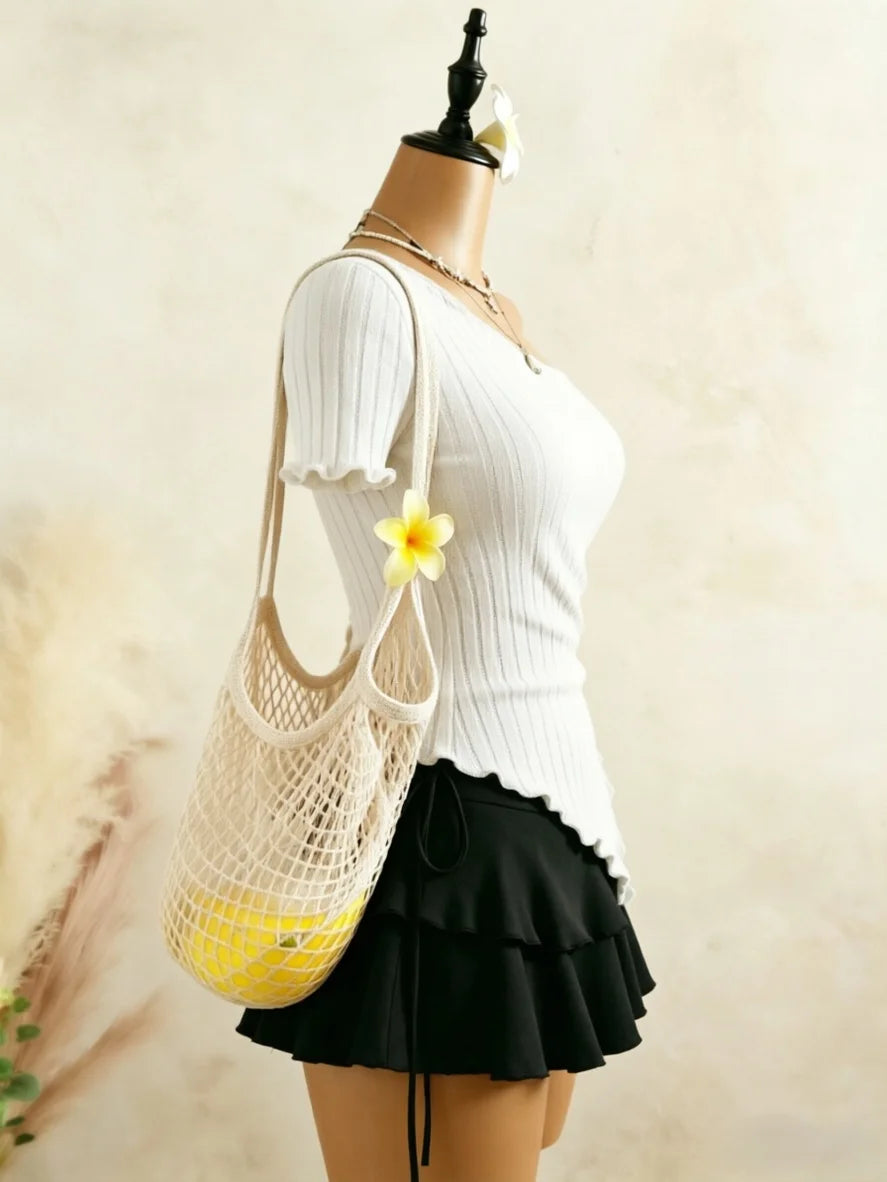 Ribbed Cami & Ruffle Mini Skirt Set