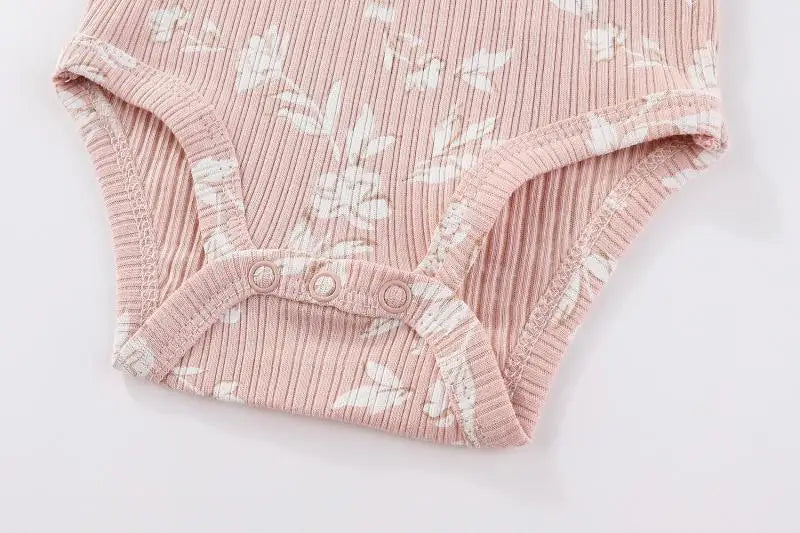 5Pieces Unisex New Born Bodysuits Print Summer Cotton Baby Girl Clothes Sleeveless Cartoon Baby Boy Clothes Set Solid Color