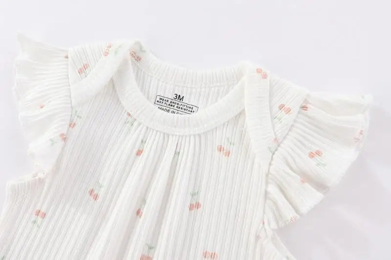 5Pieces Unisex New Born Bodysuits Print Summer Cotton Baby Girl Clothes Sleeveless Cartoon Baby Boy Clothes Set Solid Color