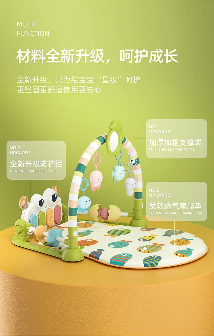 Baby Music Rack Play Mat Puzzle Carpet with Piano Keyboard Infant Playmat Gym Crawling Activity Rug Toys for 0-12 Months Gifts