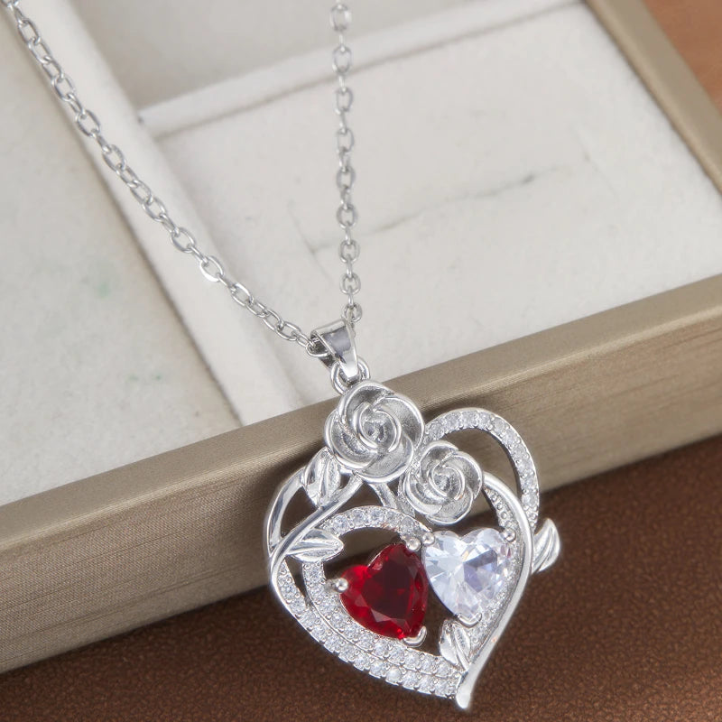 To My Love Eternal Necklaces Double Layered Heart I Love You for Forever Necklace for Women Gilrfriend Wife Valentine's Day Gift