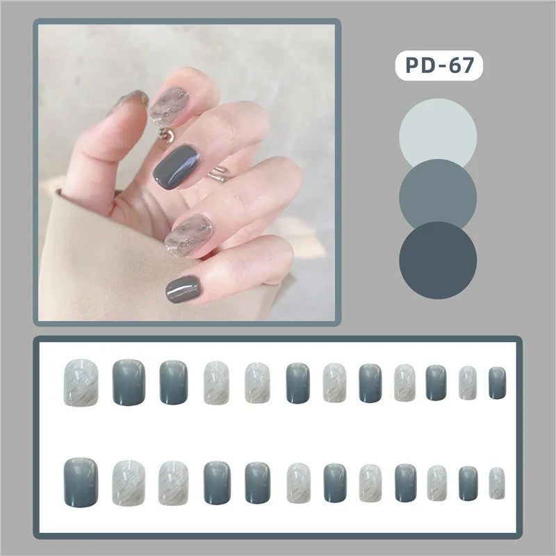24Pcs Love Heart Butterfly Coffin Fake Nails Art French Long Ballet Detachable Wearing Press on Nail Tips Full Cover False Nails