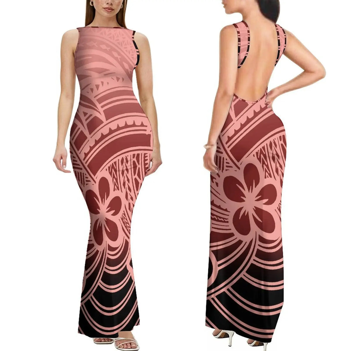 Polynesian Custom-Designed Stylish Comfortable Sleeveless Long Slim Sexy Backless Women'S Dress Elegant Evening Dress