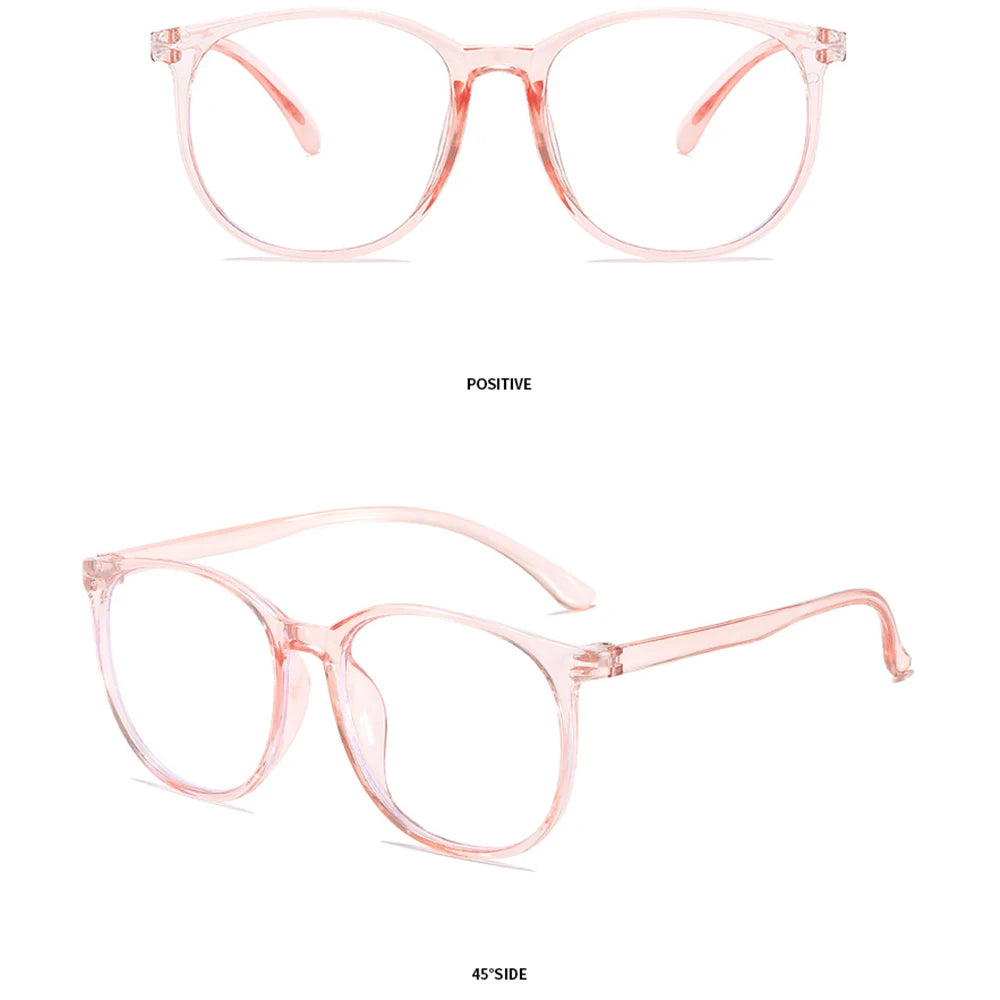 Transparent Large Frame Computer Glasses Women Round Anti Blue Light Optical Spectacle Flat Lens Eye Protection Plain Glasses