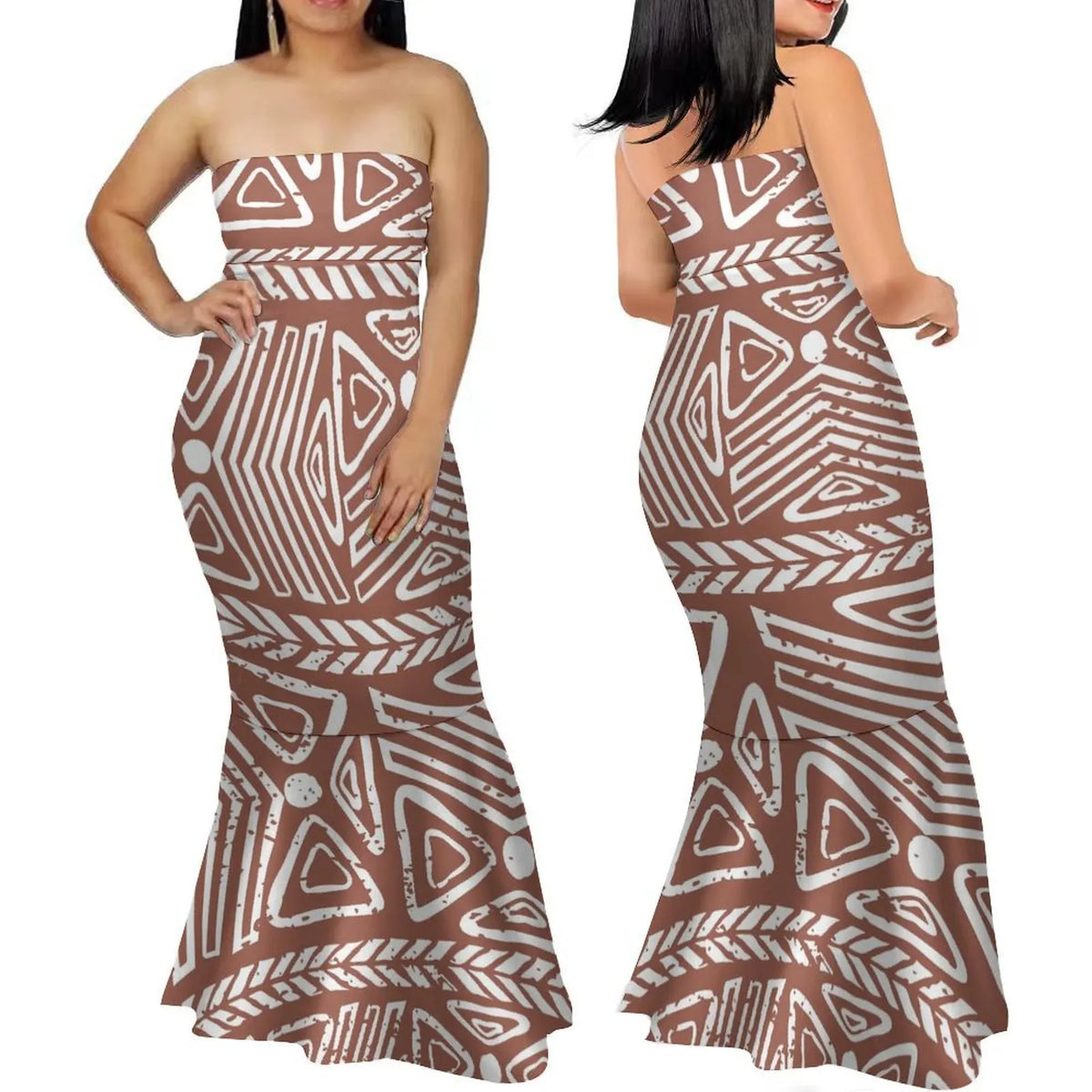 Polynesian Women'S Dress Summer Strapless Fishtail Dress Elegant Temperament Long Dress Banquet High Quality