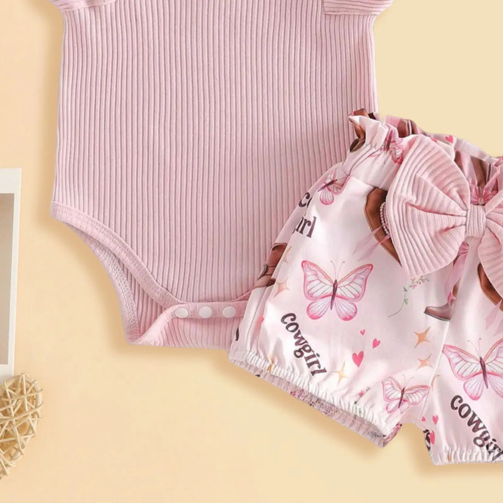 Girl Baby Outfit Newborn Baby Girl Clothes 3 6 9 12 18 Months Summer Outfits Flutter Sleeve Bodysuit Tops Preemie Girl Set