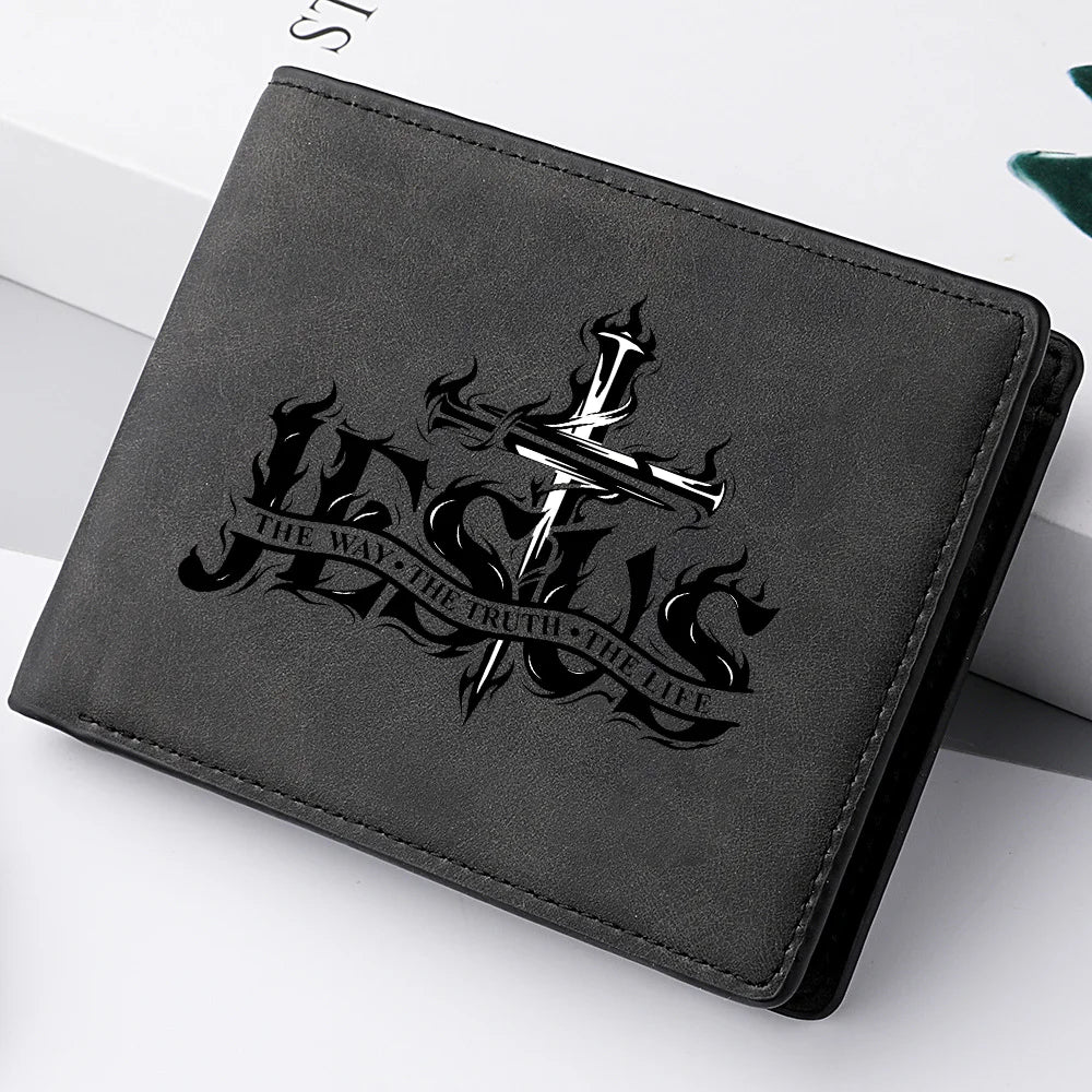 Men's Retro Wallet with Letter-print Design, Zipped Money Compartment, Pockets, Fashionable Short Wallet