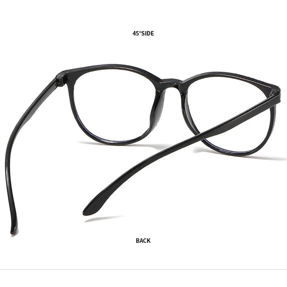 Transparent Large Frame Computer Glasses Women Round Anti Blue Light Optical Spectacle Flat Lens Eye Protection Plain Glasses