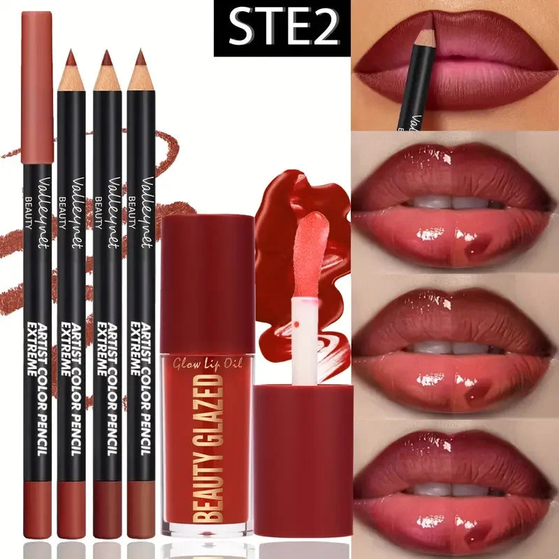 Lip Kit Set 4pcs | Waterproof Matte Lip Liner and Lip Glaze for Women