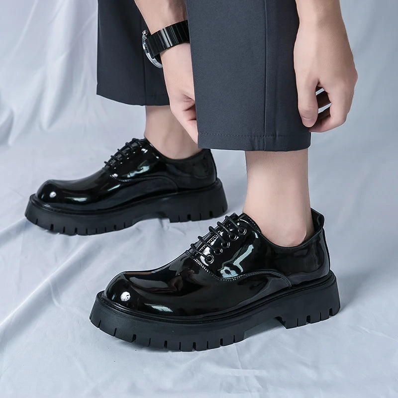 Men Oxford Shoes PU Thick Sole Solid Color Classic Professional Business Men Shoes