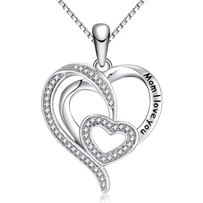 European and American Love Zircon Shining Pendant Silver Necklace Women's Declaration Anniversary Party Jewelry Wholesale