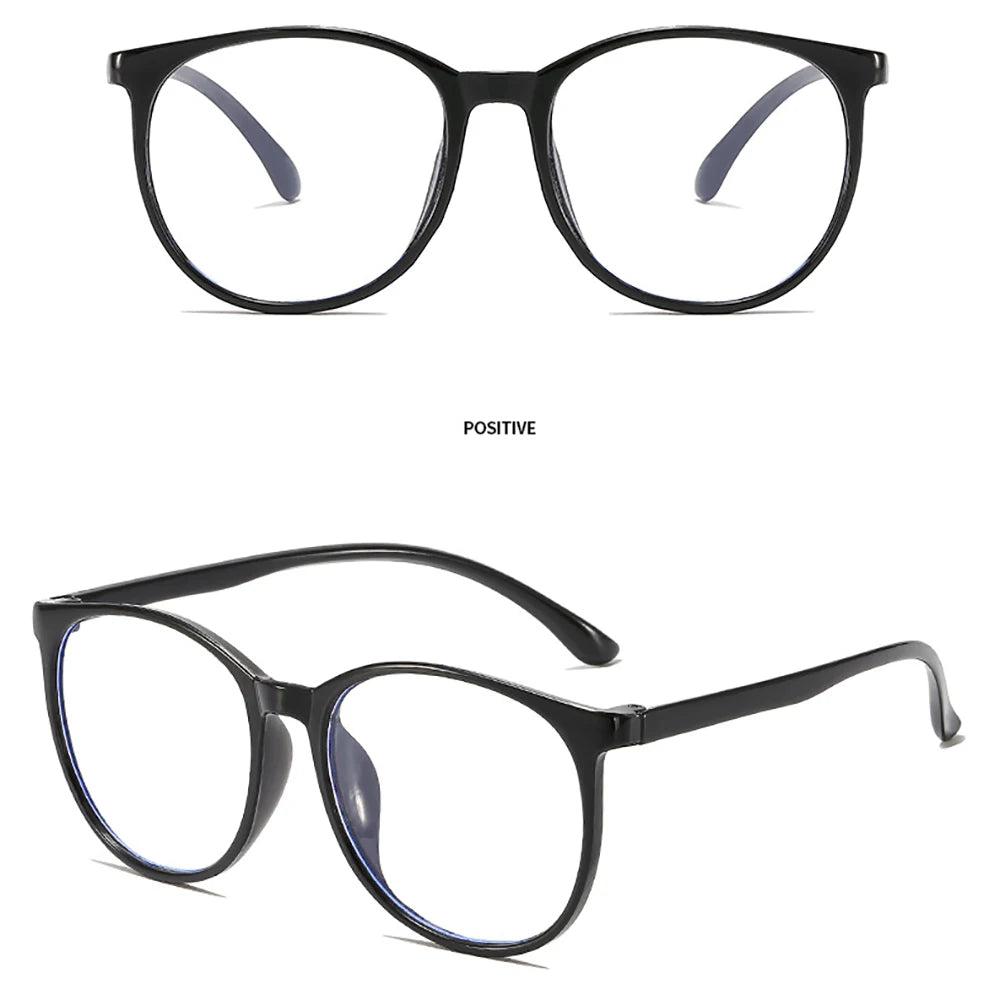 Transparent Large Frame Computer Glasses Women Round Anti Blue Light Optical Spectacle Flat Lens Eye Protection Plain Glasses