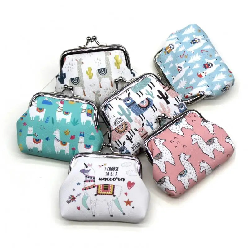 Mini Wallets Cartoon Alpaca Women Girls Cute Kids Coin Purses Ladies Hasp Money Bags Girls Change Purse Female Children Pouch