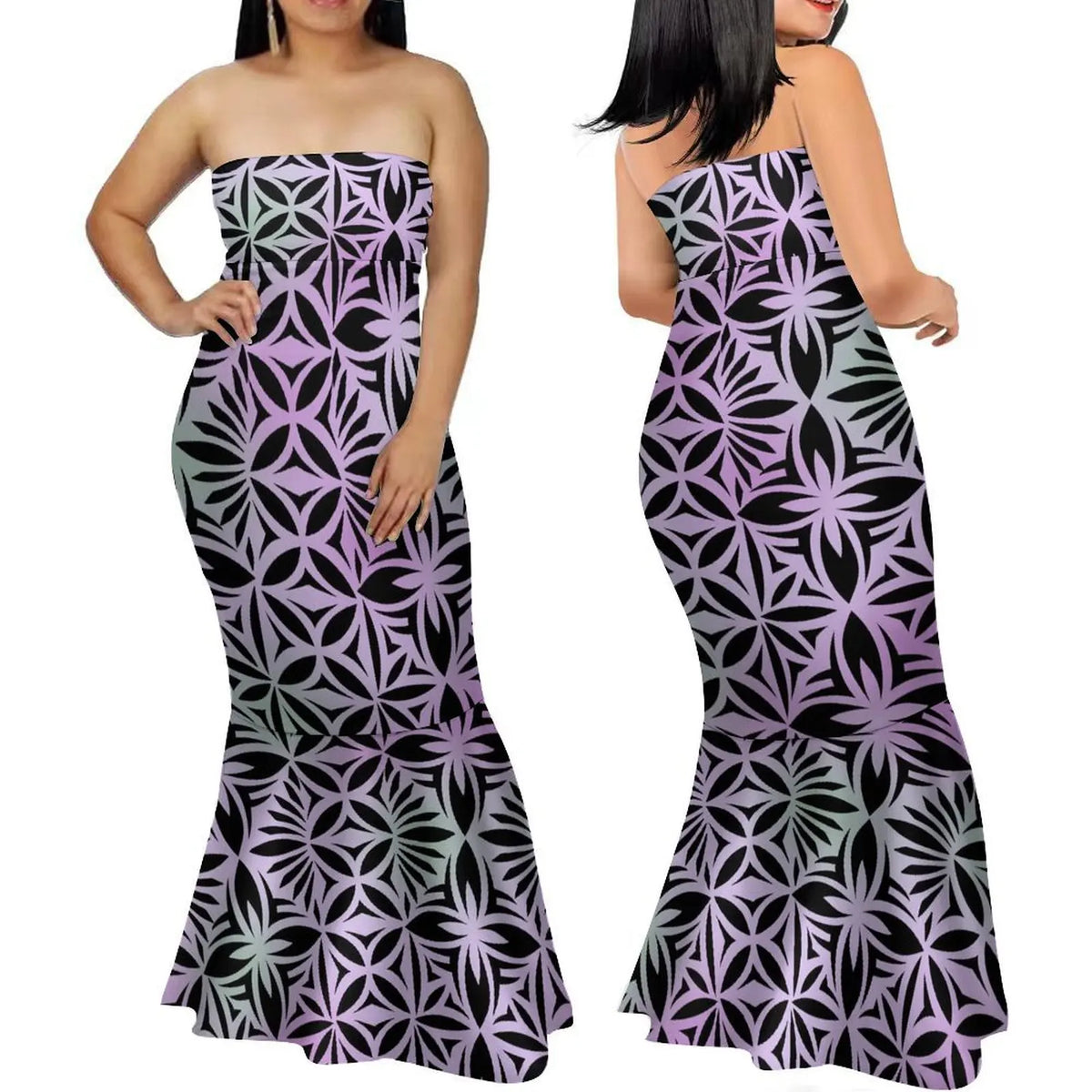 Polynesian Women'S Dress Summer Strapless Fishtail Dress Elegant Temperament Long Dress Banquet High Quality