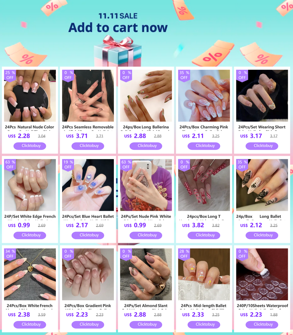24Pcs Love Heart Butterfly Coffin Fake Nails Art French Long Ballet Detachable Wearing Press on Nail Tips Full Cover False Nails